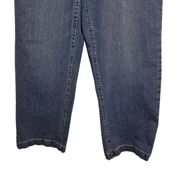 MUJI Women's XS 4 Way Stretch Wide Leg Medium Wash Blue Denim Jeans - Picture 4 of 16